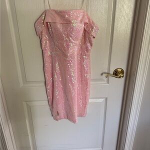 Pink Sequin Strapless Dress